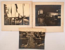 1938 Párizsi világkiállítás, 3 db fotó, 24x30 cm, karton (két kép alatt) 33x34 cm