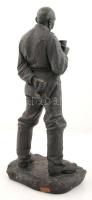 Beszédes János László (1874-1922): Borozgató. Bronzírózott gipsz, jelzett, apró hibákkal, m:53 cm
