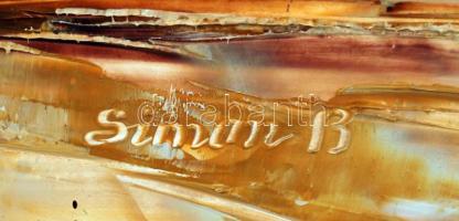 Simon Béla (1957-): Virágcsendélet. Olaj, farost, jelzett, keretben, 75×55 cm