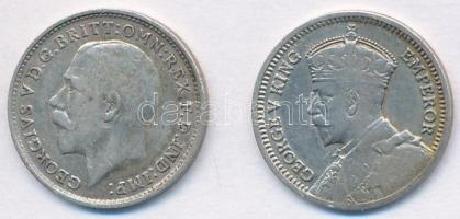 Vegyes: Dél-Rodézia 1932. 3P Ag + Nagy-Britannia 1918. 3P Ag "V. György" T:2,2-
Mixed: So...