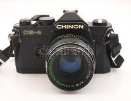 Chinon CS-4 analóg fényképezőgép, saját tokjában, jó állapotban, hozzá tartozó Minolta Auto 200x ill...