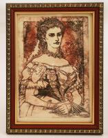 Sisi rézkarcról készült nyomtatott másolat üvegezett keretben, 17x12 cm