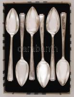 Ezüstözött teáskanál készlet, jelzett, 6 db, h: 14,5 cm