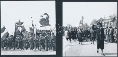 1949 Tiszavölgyi József: Május 1-jei felvonulás, 3 db utólagos nagyítás, 13x13 és 14x11 cm