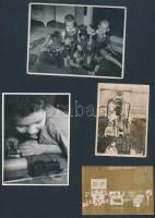 cca 1940-1950 Gyermekek játékokkal, 8 db fotó közte Tiszavölgyi József fotóival, 6x8 és 15x10 cm köz...