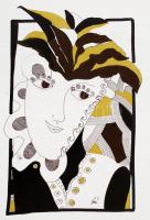 Szász jelzéssel: Arc. Vegyes technika, karton, 28×17 cm