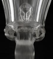 Csehszlovák art-deco formába öntött üveg váza, apró csorbával, jelzett, m: 26 cm /
Czechoslovakian ...