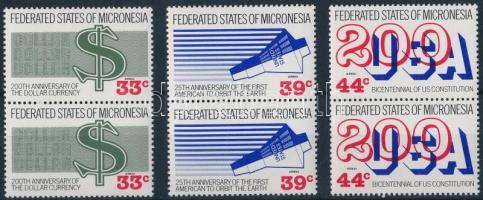 Anniversary 3 diff stamps in pairs, Évfordulók 3 klf érték párokban