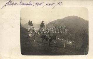 1915 Olasz harctér, K.u.K. II/5 Inft. Baon. magyar lovasság, fotó / Hungarian cavalrymen, Italian battle scene, photo