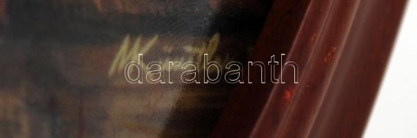 Knowles Oklahoma porcelán fali tál fa keretben, matricás, hibátlan, limitált, jelzett, d: 22 cm