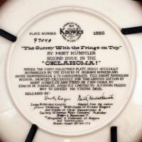 Knowles Oklahoma porcelán fali tál fa keretben, matricás, hibátlan, limitált, jelzett, d: 22 cm