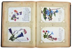 72 db századfordulós Nenke & Ostermaier virágos képeslap díszes albumban / series of 72 Nenke &a...