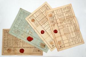 1828-1832 A szekszárdi (szexardi!) gimnázium 4 db bizonyítványa az iskola viaszpecsétjével