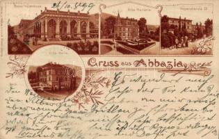 1899 Abbazia, Bazar Gebaude, Villa Mandria and Flora, Dependance III., Art Nouveau litho (EB)