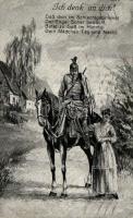 Ich denk an dich! / WWI German military card, soldier, lady (EK)