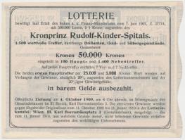 Ausztria 1907. 1K "Rudolf Koronaherceg Gyermekkórház" sorsjegy T:I
Austria 1907. 1 Krone ...
