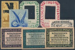 8 db régi magyar bélyegkiállítási levélzáró