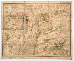 1884 Poltava és Harkov környéke, orosz nyelvű térkép, vászonra ragasztva, 1:420000, helyenként folto...