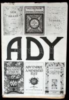 cca 1970 Ady Endre életét bemutató nagyméretű mappa, 17 db nyomattal, Népművelési Propaganda Iroda