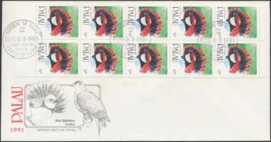 Birds stampbooklet sheet on FDC, Madár bélyegfüzetlap FDC-n