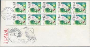 Birds stampbooklet sheet on FDC, Madár bélyegfüzetlap FDC-n