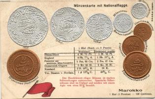 Moroccan, set of coins, flag, Emb. litho (wet damage)