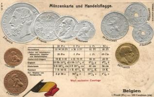Belgian set of coins, flag, Emb. litho (wet damage)