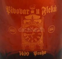 Prágai sörös kancsó, csatos üveg, 2 literes, hibátlan, jelzett, m: 33 cm