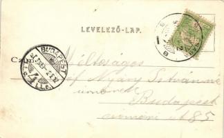 Békéscsaba, Járásbíróság és színház, Stampa cukrászda, Leszich Gábor órás üzlete; Dohánynagytőzsde k...