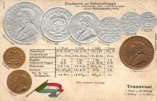 Transvaal, set of coins, flag, Emb. litho (wet damage)