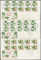 Flowers 3 diff stampbooklet on 3 FDC, Virág 3 klf bélyegfüzetlap 3 db FDC