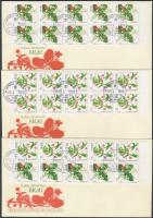 Flowers 3 diff stampbooklet on 3 FDC, Virág 3 klf bélyegfüzetlap 3 db FDC