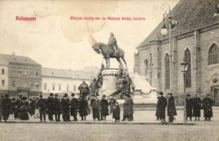 Kolozsvár, Mátyás tér és szobor / square, statue (fl)