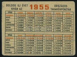 1955 Ez az igazi szerencse... Boldog új évet kíván az Országos Takarékpénztár, fém reklám kártyanapt...