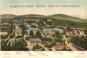 Szliács, Pestszárny izraelita vendéglő, üvegházak, Dankovszky kávéház / jewish restaurant, greenhouse, cafe