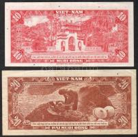 Dél-Vietnam 1962. 10D T:I + 20D T:II mindkét bankjegyen a hátlapi nyomat erősen lefelé csúszva!