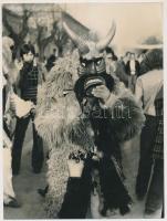 cca 1960 Mohács, busójárás, 3 db fotó, 24x18 cm