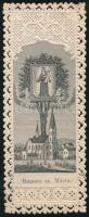 1909 Remete Szűz Mária, csipke litho szentkép, 10,5×4 cm
