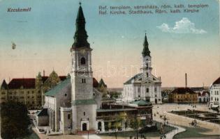 Kecskemét, Református templom, városháza, Római katolikus templom