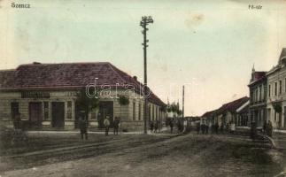 Szenc, Senec; Főtér, Porgesz Simon és Jungkőnig József kereskedései; kiadja Jungkőnig József / main square, shops