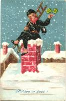 11 db RÉGI motívumlap pár lithoval, vegyes minőség; karácsonyi és újévi üdvözlő lapok / 11 old motiv...