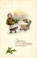 11 db RÉGI motívumlap pár lithoval, vegyes minőség; karácsonyi és újévi üdvözlő lapok / 11 old motiv...