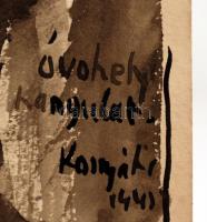 Komjáti-Wanyerka Gyula (1894-1958): Óvóhelyi hangulat. Vegyes technika, papír, jelzett, 20×30 cm