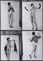 cca 1970 Csiri-biri huncut nőci, 4 db finoman erotikus fénykép, 13x9 cm / cca 1970 4 erotic photos, 13x9 cm