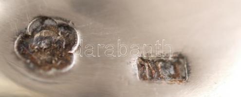 Ezüst (Ag.) asztali fűszertartó, pótolt üvegbetéttel, jelzett, mesterjeggyel, jó állapotban, m:11,5 ...