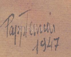 Papp Tamás (1924-1980): Utcarészlet. Akvarell, papír, jelzett, üvegezett keretben, 28×20 cm