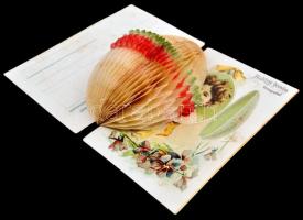 Húsvét; kinyitható, térbeli képeslap / Easter litho, 3-D mechanical card