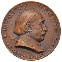 Telcs Ede (1872-1948) 1928. "Ignatius Fekete" Br emlékérem. "IGNATIUS FEKETE - AETATIS SUAE - LXX" (60mm) T:2 Hungary 1928. "Igantius Fekete" Br commemorative medallion. Sign.: Ede Telcs (60mm) C:XF HP 6190.
