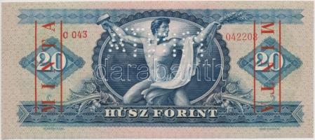 1960. 20Ft "C 043 - 042208" sorozat és sorszámmal, piros "MINTA" felülnyomással ...
