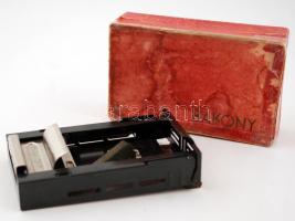 Bakony pengeélező szerkezet saját, leírással, saját, erősen viseltes dobozában, egyébként jó állapotban